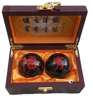 王鐵匠 黑色福如東海壽比南山景泰藍健身球
