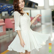 2014春最新热款韩版女装雪纺蕾丝长袖