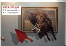 武汉三D壁画 深圳亚特美专业手绘3D壁画 三
