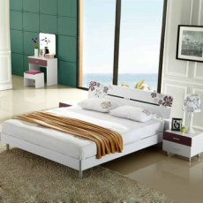 简约现代排骨架板式床卧室双人床