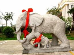 曲阳石雕大象 汉白玉大象雕刻 晚霞红象雕