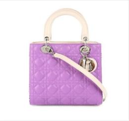 迪奥 女士LADY DIOR紫色手提包