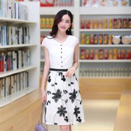 新款韩版女装品牌短袖优雅女连衣裙淑女修身