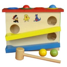 供应木制益智玩具 三层旋转敲球台