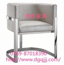 后現(xiàn)代D-003不銹鋼白色PU皮餐椅